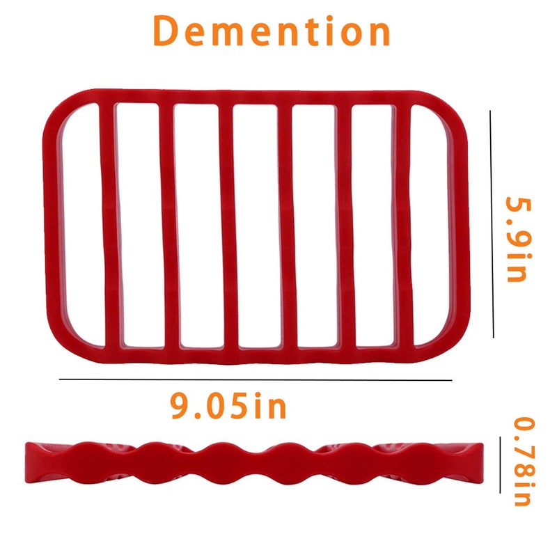 Fivebop 2 Pack Silicone Roasting Racks Non Stick Easy-Clean Cooling Rack for Cooking Baking Steaming (2pack-red) - Image 2